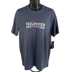 New Mens Tommy Hilfiger Short Sleeve Spellout T-Shirt Sz M NWT Vintage Blue